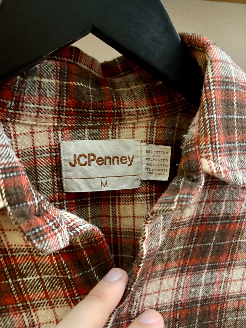 JCPenney true VTG late 70s/early 80s brown plaid flannel button-down shirt M - Picture 2 of 3